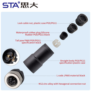 Коннектор M12 K-coded <span class=keywords><strong>3</strong></span> 4 5pin Men M16, защита сварочного сигнала, контактное крепление, коннектор от производителя - Product Image 5