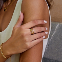 Fabricant de bijoux de mode en gros : Bague torsadée multicouche en acier inoxydable hypoallergénique plaqué or 18 carats
