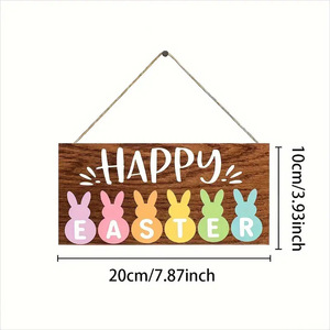 <b>Happy</b> <b>Easter</b> Bunny Wooden <b>Sign</b> Decor Indoor Outdoor <b>Easter</b> Decoration Rectangle MDF Material Colorful Bunnies Party Gift - Product Image 2