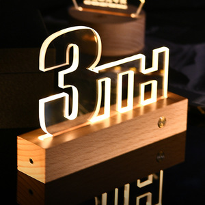 Crystal <b>Trophy</b> Acrylic Led Illuminated Solid Wood Base Employee Honor Gift Night Light Laser <b>Engraved</b> Durable Business Awards - Product Image 4