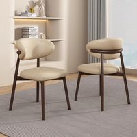 Chaise de salle à manger en métal de style nordique avec revêtement en cuir, design sans accoudoirs, dossier moderne pour la maison et les restaurants