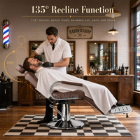 Fauteuil de Barbier Marron Robuste avec Grande Pompe Hydraulique, Chaise de Salon de Beauté pour Coiffure et Mobilier de Barbier – Vente en Gros