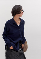 Cardigan en cachemire pur personnalisé pour femme, col polo, automne/hiver, coupe ample, pull tricoté, manteau décontracté