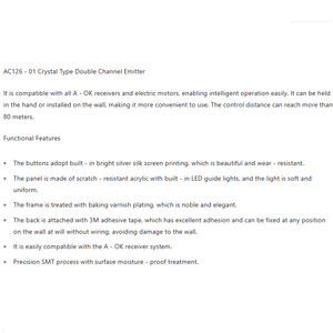 Motor de Cortina Motorizado A-OK, Fabricación en China, Emisor de Doble Canal para Montaje en Pared - Product Image 6