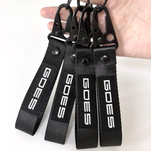 Laccetto Promozionale Corto da Polso in Tessuto di Nylon con Moschettone Portachiavi a Nastro per Auto e Moto con Etichetta Tessuta e Logo Personalizzato - Product Image 1
