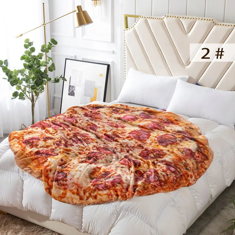 100% Polyester Soft Giant Warmer Towel Throws Custom Pizza Food Flannel Fleece Pizza Towel Blankets