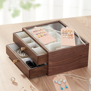 Cross-border spot PU leather earring holder, jewelry tag <b>storage</b> <b>box</b>, hanging earring and stud display rack - Product Image 4