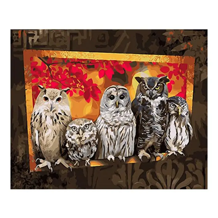 Handpainted DIY Painting on Canvas by Number Oil Paint by Numbers Coloring Owl Animals Picture for Home Decor for Children