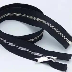 Metal Black Zipper Custom Jeans Silver Teeth Metal Zip3# Black Zipper Tape Denim Zipper With Y Teeth Zipper Pull