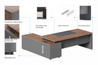 Bureau de direction en bois moderne, durable et écologique pour usage commercial