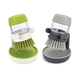 Kitchen Cleaning Brushes Scrub Brush for Dishes Pots Pans Sink Cleaning with Soap Dispensing Dish Scrubber Holder Set