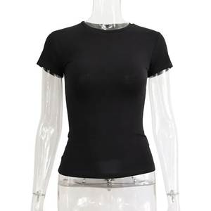 Ropa de mujer, camiseta de manga corta, Tops ajustados, Camiseta de punto con cuello redondo para mujer, ropa de calle, Sexo deportivo 2024 Y2K New2410 - Product Image 6