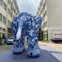 Modèle d'animal gonflable géant réaliste et accrocheur, éléphant gonflable de style traditionnel chinois avec motif floral pour les événements