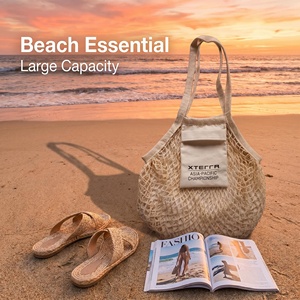 Hot Selling Cotton Mesh Tote Bag Large Capacity Travel Beach Bag Portable Women Handbag with Inner Pocket - Product Image 4