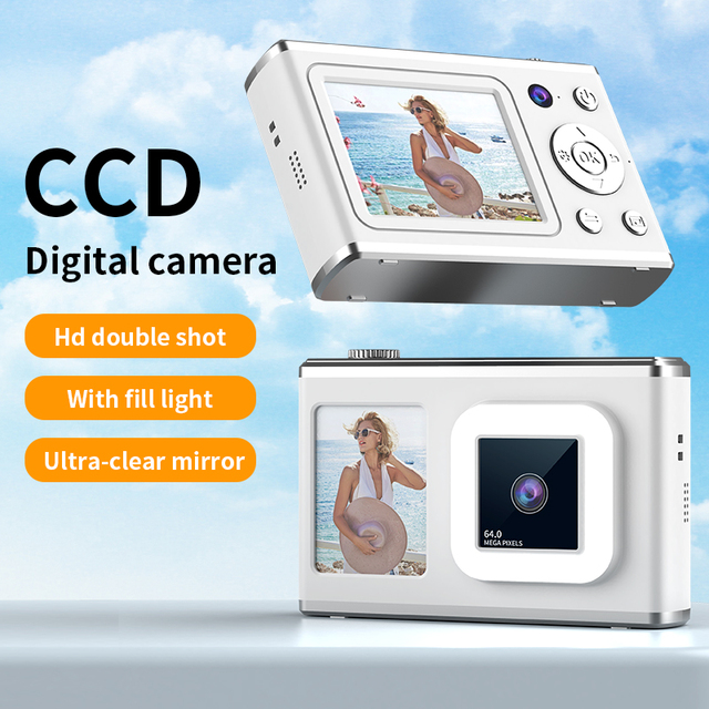 Digital Camera FHD 1080P 44MP Compact Vlogging Point Shoot 16X Digital Zoom Portable Mini Kids Camera 2.4-inch Screen 180 Wide