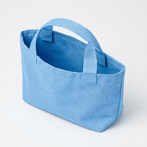 Custom Print Logo New Fashionable Large Square Bottom Gusset Cotton <b>Canvas</b> Tote <b>Bags</b> with Reinforced <b>small</b> Handle - Product Image 3