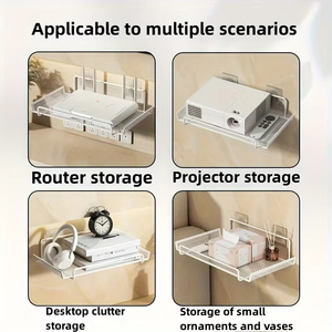 Étagère Murale pour Routeur en Acier Inoxydable, sans Perçage, Organisateur Gain de Place pour Boîtiers TV, <span class=keywords><strong>Clés</strong></span> et Petits Objets dans le Salon - Product Image 6