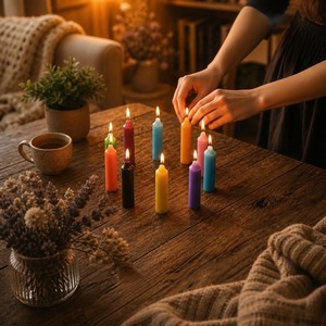 เทียนแท่งสี 48 ชิ้น สูง 4 นิ้ว เส้นผ่านศูนย์กลาง 3/4 นิ้ว เทียนสำหรับพิธีกรรมวิคคา สำหรับ<span class=keywords><strong>คาถา</strong></span>และของตกแต่งสไตล์แม่มด - Product Image 6