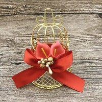 Mini-boîtes cadeaux en forme de cage dorée avec rubans pour les invités, anniversaires, mariages