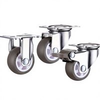 Roues en caoutchouc transfrontalières de 1 pouce, 1,25 pouce, 1,5 pouce, 2 pouces ; Axe coulissant ; À frein ; Roulettes silencieuses avec fonction de blocage ; Roulettes