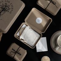 Eco-friendly Molded Paper Pulp Gift Box Biodegradable Customized Soap Packaging Box with Hemp Rope and Sleeve for Party Favors
