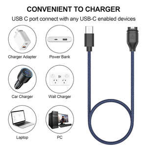 Adaptateur de <span class=keywords><strong>chargeur</strong></span> USB en nylon tressé pour montre connectée <span class=keywords><strong>Fenix</strong></span> 8 7 6 <span class=keywords><strong>5S</strong></span> X Solar Vivoactive 5 4 4S Forerunner 965 955 945, charge rapide - Product Image 4