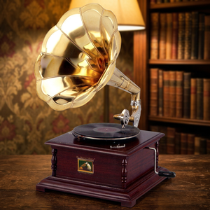 Gramophone circulaire en acajou et or, lieu d'origine : - Product Image 2