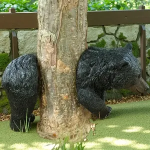 [Sculpture d'ours de câlin d'arbre] 1pc arbre d'ours noir suspendu-décoration extérieure de résine de sculpture d'arbre pour le <span class=keywords><strong>jardin</strong></span> et les cadeaux - Product Image 3