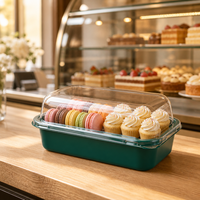 Boîte à pâtisserie carrée transparente recyclable avec couvercle en dôme pour gâteaux, rouleaux, noix, biscuits, mochi, gâteaux de femme - Impression personnalisable
