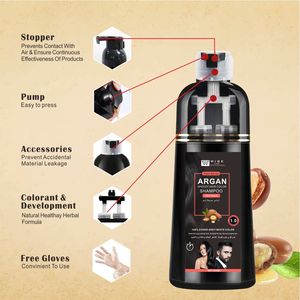 <span class=keywords><strong>Shampoo</strong></span> Colorante all'Olio di Argan 420ml con Estratti Erboristici, Copertura Istantanea dei <span class=keywords><strong>Capelli</strong></span> Grigi a Nero Intenso per Donne, Qualità Premium OEM - Product Image 3