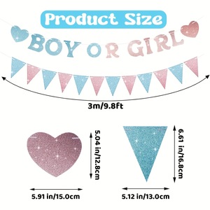 <span class=keywords><strong>Guirlande</strong></span> de fanions triangulaires bleus et roses avec paillettes pour dévoilement du sexe du bébé, fête prénatale, décoration de fond - Product Image 2