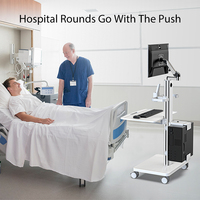 BEWISER Chariot médical avec support de moniteur Plateau de clavier avec roues Chariot de poste de travail mobile pour clinique hospitalière