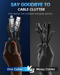 สายเคเบิล USB <span class=keywords><strong>4</strong></span> in 1ยาว1.2ม. 1.8ม., สายชาร์จไนล่อนแบบแบนขนาด240วัตต์สายไนลอนถักแบบหลายช่องสำหรับชาร์จ <span class=keywords><strong>iPhone</strong></span> 17 - Product Image 2