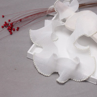 9cm Taille Double Couches Dentelle Plissée Blanc Élastique Maille Perle Lacets Vêtement Tissu Accessoires