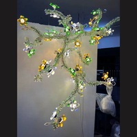 Lustre en cristal en forme de branche de fleur, en acier inoxydable, art moderne, luminaire suspendu décoratif pour villa, salon de thé, hôtel, maison, lumière personnalisée