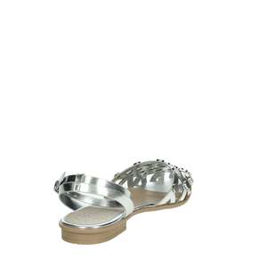 Sandalias Planas para Mujer, Plateadas Metálicas, con Tiras en el Tobillo, Punta Abierta, Zapatos de Verano - Product Image 3