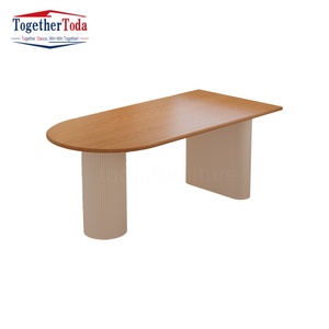 Table de salle à manger ovale en bois massif, style moderne et antique, simple, écologique, durable, avec plateau en bois, pour hôtel, restaurant, mobilier - Product Image 1