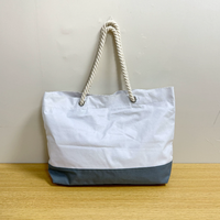 Sac fourre-tout de plage en toile personnalisé avec logo imprimé, réutilisable, grand format, avec poignée en corde de coton épaisse