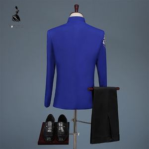 Túnica Chinesa Premium YZ com Gola Bordada em Ouro, Conjunto de 2 Peças para Homens, Traje <span class=keywords><strong>Formal</strong></span> para Casamentos e Apresentações - Product Image 4