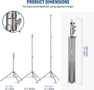 <span class=keywords><strong>NEEWER</strong></span> Trípode de Fotografía Resistente de Acero Inoxidable de 7.2 pies/2.2 m con Amortiguación de Resorte y Adaptador de Tornillo de 1/4 a 3/8 - Product Image 6