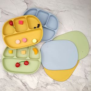 Plaque en silicone pour bébé sans BPA <span class=keywords><strong>de</strong></span> conception OEM Plato à fond ventouse avec couvercle plat LogoKids personnalisé - Product Image 1