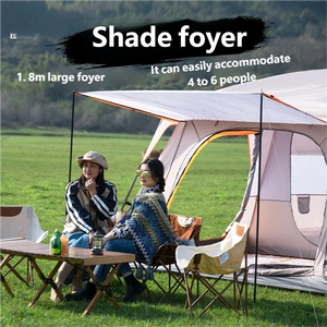 Tente de camping familiale spacieuse pour 3, 4, 5, 8 ou 10 personnes, deux chambres, un salon, tente d'extérieur - Product Image 2