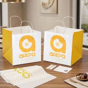 Sacs en papier kraft biodégradables et recyclables personnalisés avec logo pour la restauration rapide et les emballages à emporter des restaurants de boulangerie - Product Image 6