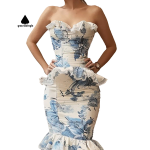 Robe de soirée décontractée à fleurs personnalisées Robe longue de luxe pour femmes Robes florales de club de soirée élégantes pour femmes - Product Image 3