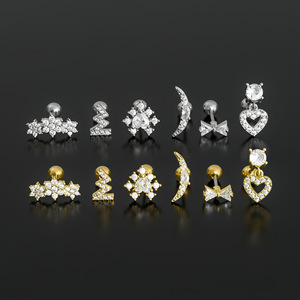 फैशन सरल लोकप्रिय प्रेम हृदय छोटे बालियां सूक्ष्म-इनसेट ज़िरकॉन फैंसी अद्वितीय भेदी हड्डी के नाखून कान महिलाओं के लिए स्टड - Product Image 4