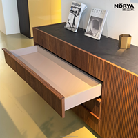 Console multimédia NORYA de luxe en noyer noir extra large de 2,1 m, grand meuble de rangement pour salon, salle à manger, en bois de noyer