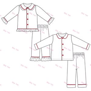 RTS Noël Enfants Blanc Blanc Pyjamas Ensemble Boutons <span class=keywords><strong>Renne</strong></span> Applique Pyjamas Correspondant Bébé Fille Nuit Robe Enfants Pjs2025 - Product Image 2