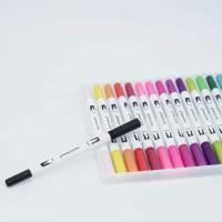 Art 24 couleurs Double Pointe Aquarelle Pinceau Enfants Adultes Artiste Pointe Fine Marqueurs de Coloriage