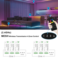 C210Z 4 Zone MESH Remote GroupSync Tuya Smart Zigbee Mini 24/48V Controlador de cambio de color Decoración Control de luz LED