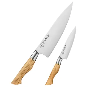 XINZUO Sandvik 14C28N stainless carbon steel Olive wood Craftsman sharp kitchen 2 pcs utility chef knife set